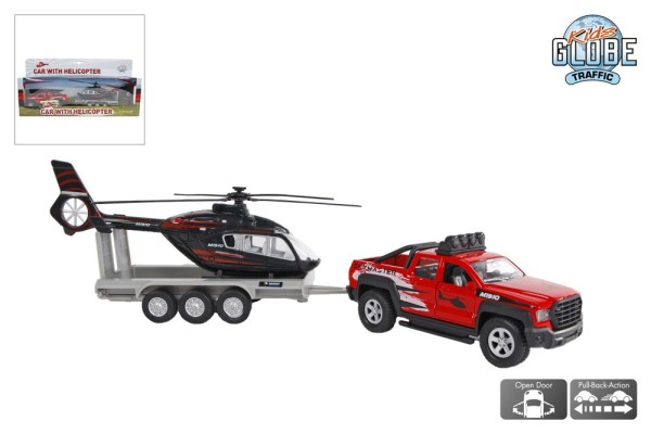 VM520249 Set mașină off-road cu remorcă și elicopter, 35 cm